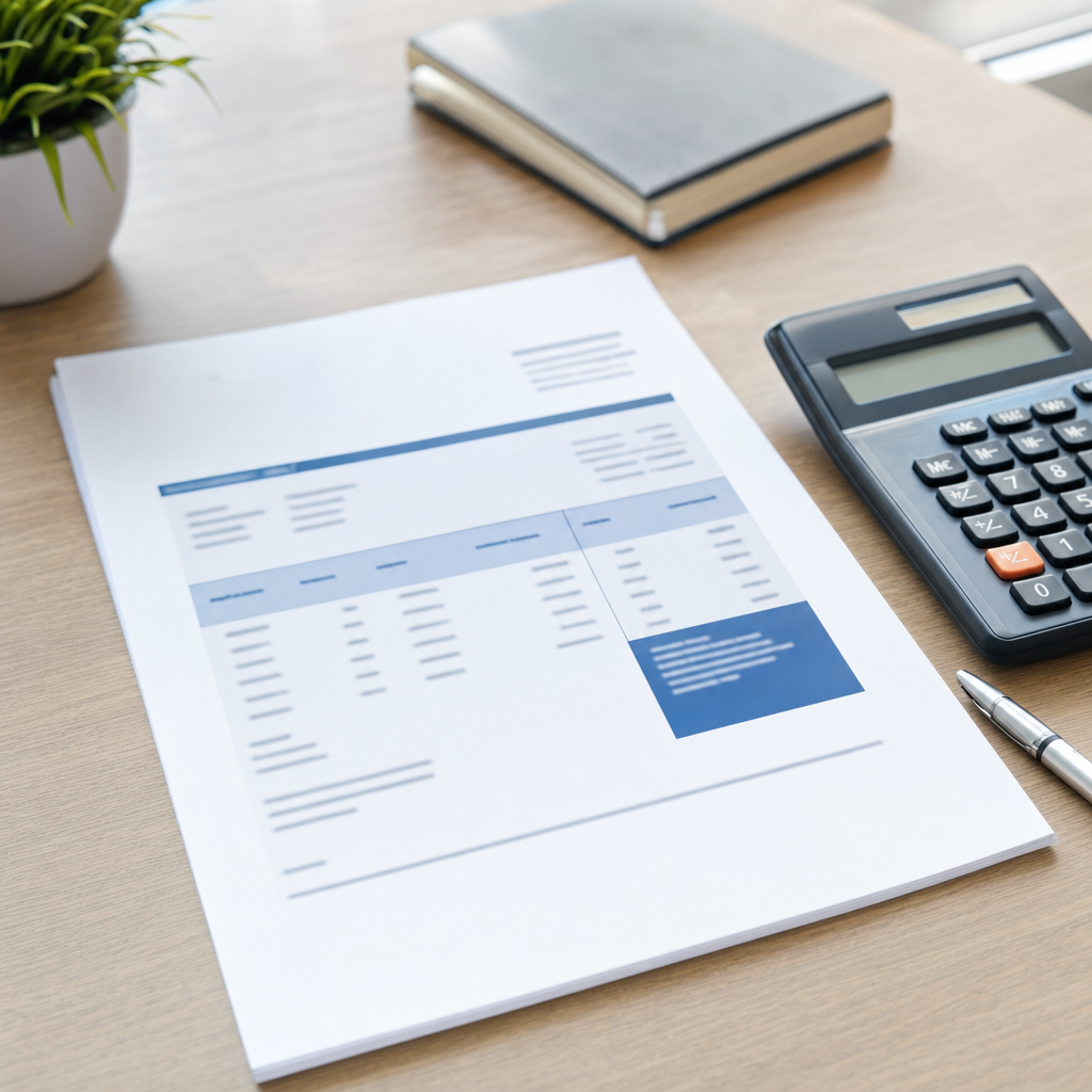 Transparent printing cost quote on a desk